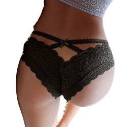 Panties de encaje floral Queen Lingerie, modelo de espaldas con tiras cruzadas