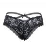 Panties de encaje floral Queen Lingerie, sobre fondo blanco, parte trasera con tiras cruzadas