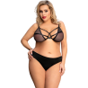Set de sujetador y braguita negro Queen Lingerie, modelo de talla grande de frente