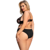 Set de sujetador y braguita negro Queen Lingerie, modelo de talla grande de lado