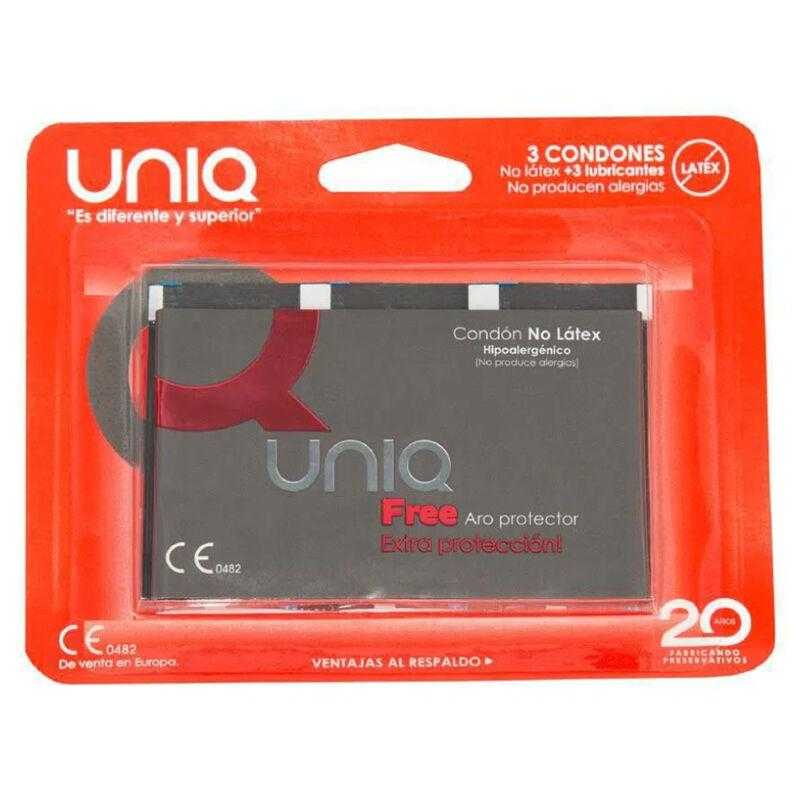 Uniq free preservativos con aro protector sin latex 3 unidades