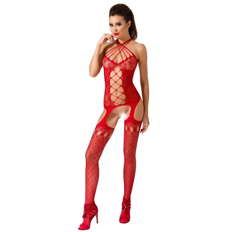 Passion - woman bs056 bodystocking rojo talla única