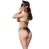 Conjunto fetish Chilirose CR 4492 negro de espaldas, con tanga de tiras