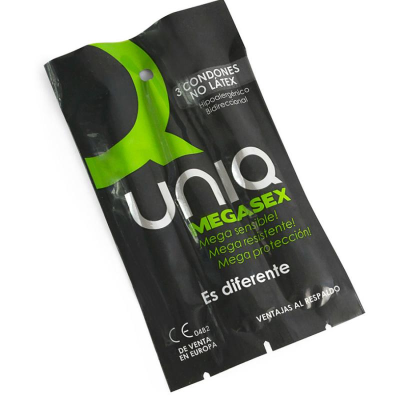 Uniq megasex preservativos sensitivos con liguero sin latex 3 unidades