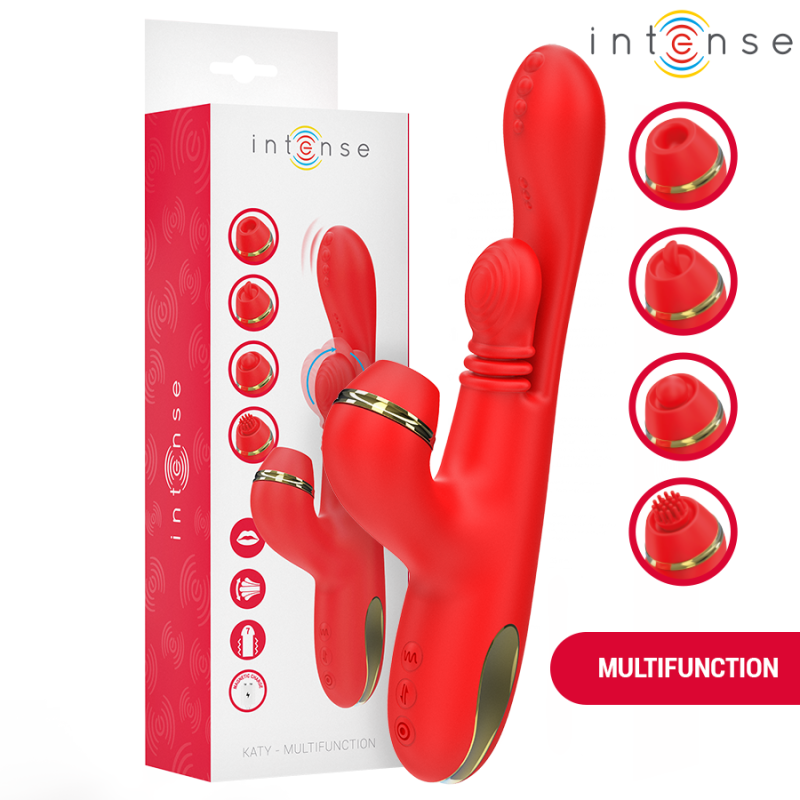 Intense - katy estimulador clítoris multifunción 4 cabezales intercambiables rojo Intense - katy estimulador clítoris multifunción 4 cabezales intercambiables rojo