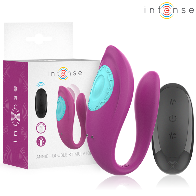 Intense - annie estimulador & vibrador forma de u morado control remoto
