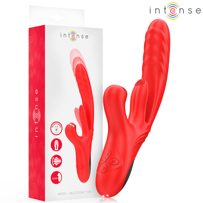Intense - karol vibrador multifunción empuje & estimulación & ondas estimuladoras rojo