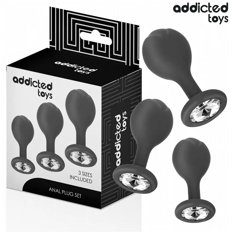 Addicted toys - set de 3 plug silicona anal con joya Addicted toys - set de 3 plug silicona anal con joya