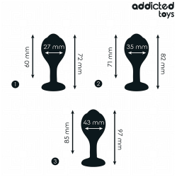 Addicted toys - set de 3 plug silicona anal con joya