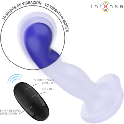 Intense - shorty vibrador con ventosa azul control remoto