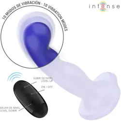 Intense - shorty vibrador con ventosa azul control remoto