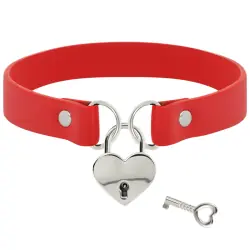 Coquette chic desire - collar cuero vegano rojo accesorio corazón con llave Coquette chic desire - collar cuero vegano rojo accesorio corazón con llave