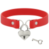 Coquette collar cuero vegano rojo con corazón con llave - 3