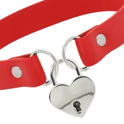 Coquette chic desire - collar cuero vegano rojo accesorio corazón con llave Coquette chic desire - collar cuero vegano rojo accesorio corazón con llave