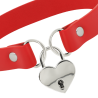 Coquette collar cuero vegano rojo con corazón con llave - 4
