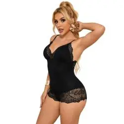 Subblime - teddy detalle encaje floral negro l/xl