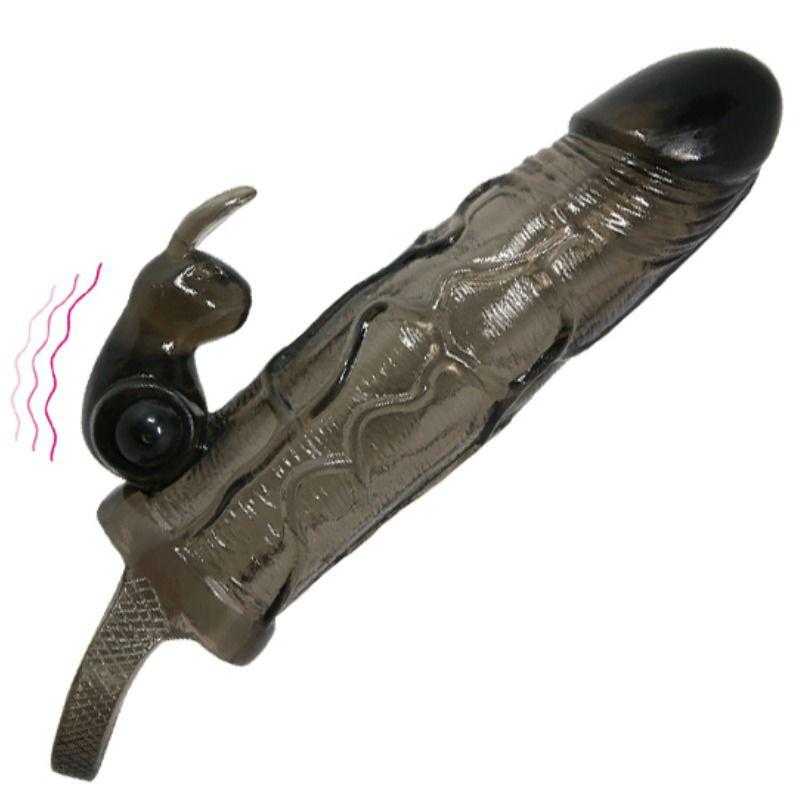 Brave man funda realistica pene con rabbit 16.5 cm negro Brave man funda realistica pene con rabbit 16.5 cm negro
