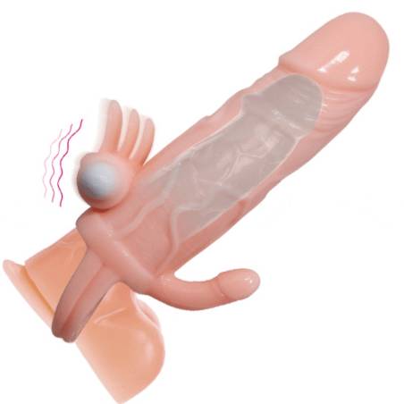 Brave man funda pene anal y clitoris vibrador 16.5 cm natural - 1