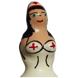 Condomerie - preservativo decorativo pintado a mano enfermera negra