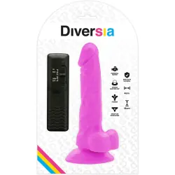 Diversia - dildo realístico flexible con vibración lila 18 cm -o- 4 cm