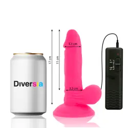 Diversia - dildo realístico flexible con vibración rosa 17 cm -o- 3.3 cm