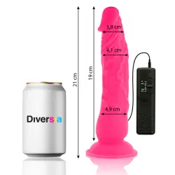 Diversia - dildo realístico flexible con vibración rosa 21 cm -o- 4.9 cm