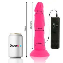 Diversia - dildo realístico flexible con vibración rosa 23 cm -o- 4.3 cm