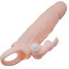 Brave man funda pene con rabbit vibrador 16.5 cm natural - 2