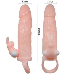 Baile - brave man funda pene con rabbit vibrador 16.5 cm natural