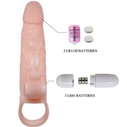 Baile - brave man funda pene con rabbit vibrador 16.5 cm natural