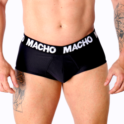 Slip Macho MS30NG negro, vista frontal de la cinturilla, toma 5