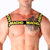 Arnés doble Macho amarillo, modelo de frente en primer plano
