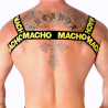 Arnés doble Macho amarillo, modelo de espaldas