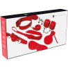 Experience kit BDSM rojo, caja con el contenido impreso en el frontal
