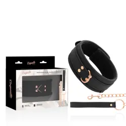 Coquette chic desire - fantasy collar cuero vegano con correa y forro de neopreno