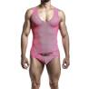 Body transparente MOB rosa para hombre, modelo de frente