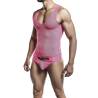Body transparente MOB rosa para hombre, modelo en ángulo