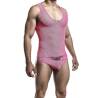 Body transparente MOB rosa para hombre, modelo de lado