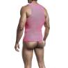Body transparente MOB rosa para hombre, modelo de espaldas en ángulo