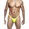 Tanga MOB amarillo flúor para hombre con tiras en V, modelo de frente