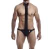 Tanga esmoquin MOB Tuxedo de encaje con pajarita, modelo de frente