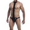 Tanga esmoquin MOB Tuxedo de encaje con pajarita, modelo en ángulo