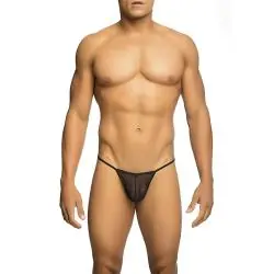 Mob - tanga transparente con forma de t negro talla s/m
