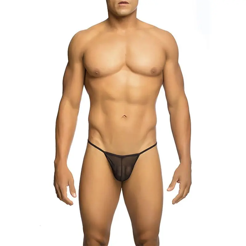 Mob - tanga transparente con forma de t negro talla s/m
