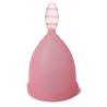 Nina Cup rosa talla L boca abajo, con el rabito hacia arriba