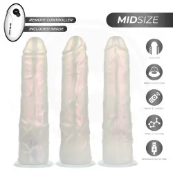 Cock miller - dildo silicona 20,5 cm cm , luces y vibración con control remoto