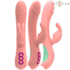 Vista frontal del vibrador rabbit Rachel rosa