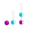 Bolas Pretty Love Orgasmic Ball fucsia y turquesa, dos bolas con cordón y una bola suelta