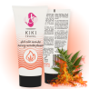 Kikí Travel gel efecto calor sabor cannabis 50 ml, tubo y hojas con llamas