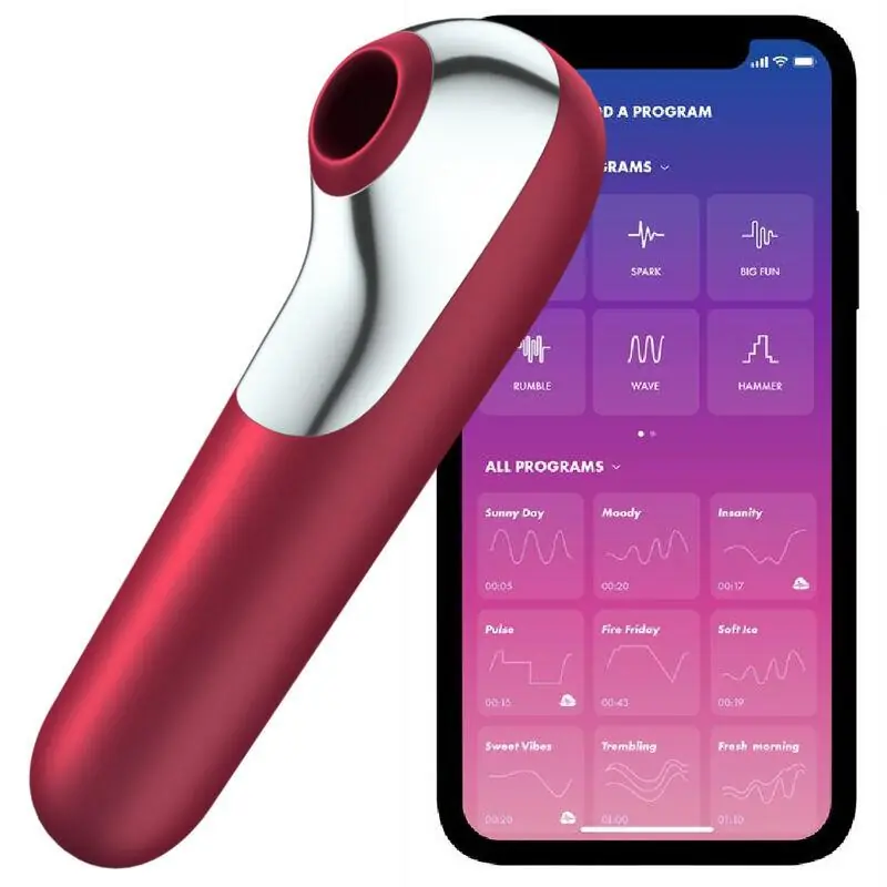 Satisfyer - dual love vibrador y succionador con aire pulsado rojo